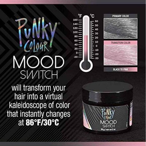 Punky Colour Mood Switch Heat Activated Hair Color Change Black To Pink Sealed - Picture 4 of 12